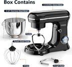 Electric Stand Mixer,10 Speeds Tilt-Head Food Mixer, 3-IN-1 Kitchen Mixer for Daily Cooks with Dishwasher-Safe 6QT Bowl,Dough Hook, Beater, Whisk (Onyx Black)