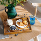 17 Inch Acacia Wood Serving Tray with Handles, Large Wooden Tray for Ottoman, Breakfast in Bed, Coffee Table, Dinner, Perfect for Living Room Bedroom Entryway and Kitchen