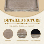 MAONAME Wood Serving Tray, Farmhouse Wooden Tray for Coffee Table, Rustic Square Trays with Beads, Washed White Decorative Trays for Living Room, Kitchen, 12" X 12" X 1.6"