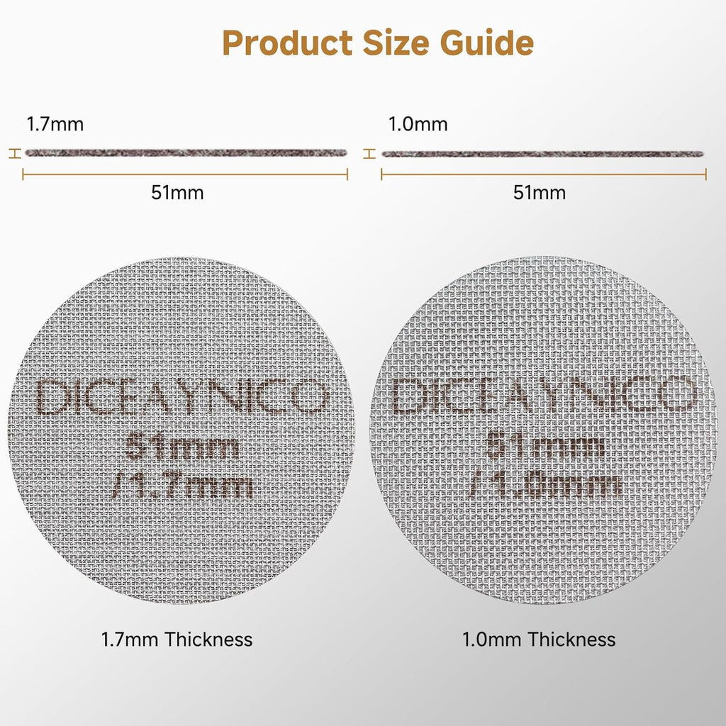 2 Pieces Espresso Puck Screen,Metal Coffee Filter,1.0mm & 1.7mm Thickness 150μm - 316 Stainless Steel,Reusable Barista Espresso Filters for Espresso 51mm Portafilter Filter Basket