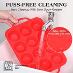 Regular 12 Cup and Mini 24 Cup Nonstick Cupcake Pan Set Silicone Muffin Pan for Baking Silicone Cupcake Mold with Metal Reinforced Frame BPA Free (2 Pcs, Red)