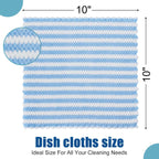 Homaxy 12 Pack Kitchen Dish Cloths, Ultra Soft and Absorbent Dish Towels, Reusable Fast Drying Microfiber Cleaning Cloth, Coral Velvet Wave Design No-lint, 10 x 10 inches, Blue