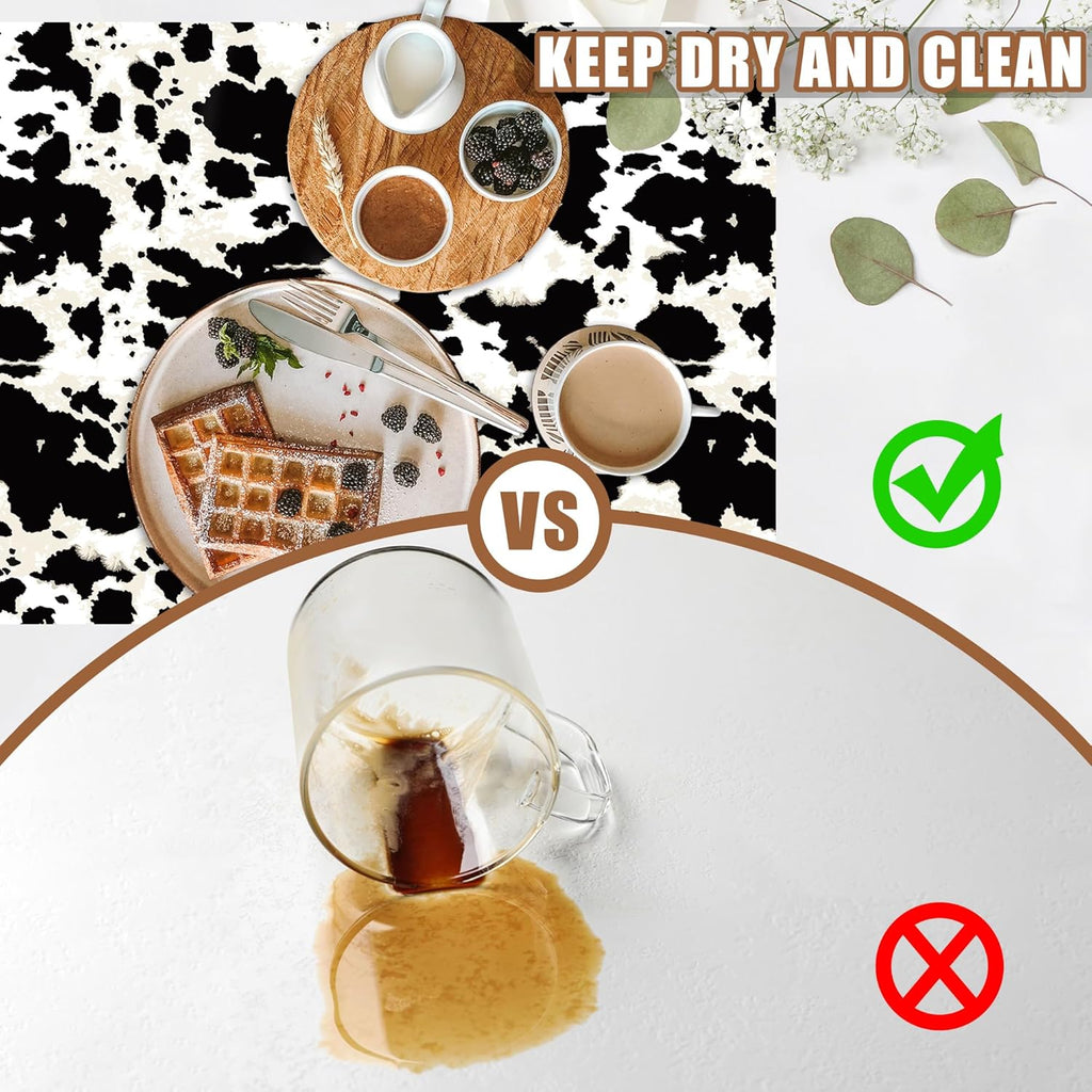 Dish Drying Mat Cow Print Coffee Bar Mat for Countertop Absorbent Hide Stain Rubber Backed Dish Drainer Rack Pad Espresso Machine Dining Room Decoration 11.8 x 19.7 Inch