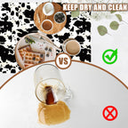 Dish Drying Mat Cow Print Coffee Bar Mat for Countertop Absorbent Hide Stain Rubber Backed Dish Drainer Rack Pad Espresso Machine Dining Room Decoration 11.8 x 19.7 Inch