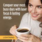 VitaCup Lightning Coffee Pods, for Focus w/ 2X Caffeine, Green Coffee Bean, B Vit, D3, Strong Dark Roast Arabica Beans, Single Serve Pod Compatible with Keurig K-Cup Brewers, 64 Ct (4 Pack of 16 ct)