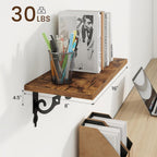 RICHFOCUS Floating Shelves for Wall Decor, 8 Inch Deep Floating Shelves Set of 2, 16W x 8D Shelves Wall Mounted with Metal Brackets, Wood Shelves for Living Room Bedroom Kitchen, Rustic Brown