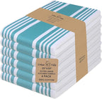 Urban Villa Kitchen Towels 100% Cotton Dish Towels for Kitchen (Set of 6) 20”x30” Dish Cloths Highly Absorbent Kitchen Linen Set with Hanging Loop Perfect for Drying Dishes Cleaning Towels-Teal White