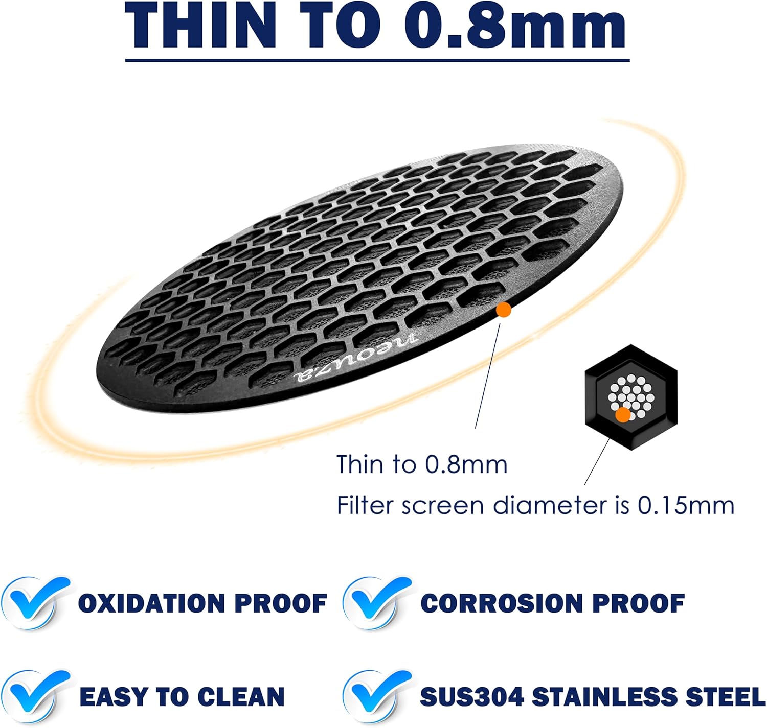 NEOUZA V4 Espresso Puck Screen 0.8mm Thickness Honeycomb Mesh Double Layer Black Protective Coating for Coffee Portafilter Basket (2, Black and Silver, 53mm)