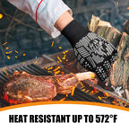 BBQ Gloves, Oven Gloves, Extreme Heat Resistant Barbecue Gloves, Silicone Non-Slip Oven Mitts, Kitchen Gloves for Cooking, Grilling, and Baking (Gray)