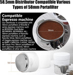 IKAPE 58MM Coffee Distributor, Gravity Adaptive Espresso Distributor Fits All Over 58MM Espresso Portafilter, Compatible with 58.35MM Rancilio Bottomless Portafilter (White)