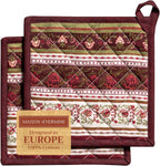 Maison d' Hermine Pot Holders Set 100% Cotton Heat Resistant Potholders 8" x 8" Hot Pads with Loop BBQ, Cooking, Baking, Grilling, Kitchen, Handling Hot Pans (Pack of 2, Reveillon Au Jardin)