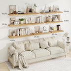 Fun Memories 48 Inch Deep Floating Shelves for Wall, 2 Pack of Long Wall Mounted Wood Shelves with Invisible Brackets for Bathroom, Bedroom, Living Room, Kitchen Decor and Storage, Oak