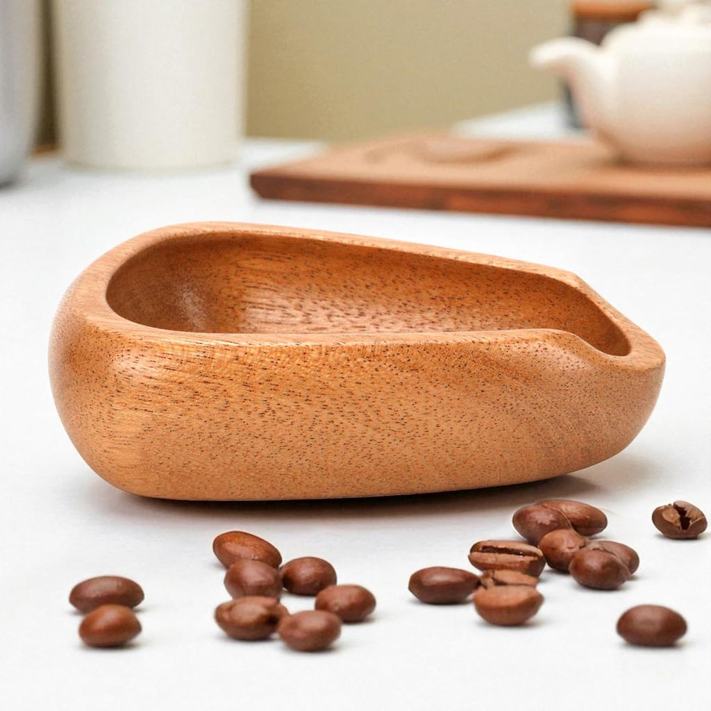 Coffee Bean Dosing Cup – Single Tray Walnut Wood Espresso Accessories Measuring Tool for Tea Enthusiasts, Bar Use, Camping Gym & Home Use, Barista Quantitative Tool to Reduce Coffee Static Electricity