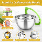 TeamFar Mixing Bowls, 3PCS Stainless Steel Serving Salad Bowls with Lids & 3 Graters, For Kitchen Mixing/Baking/Storing/Prepping, Visible & Airtight, Easy Clean - 4.5/3 / 1.5 QT, Multi-color