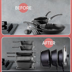 Heavy-Duty Pots and Pans Organizer | 5-Tier Cookware & Lid Storage Rack | Free-Standing or Wall-Mount | Kitchen Organizer for Cast Iron Skillets, Pots, Frying Pans, Lids | Chrome