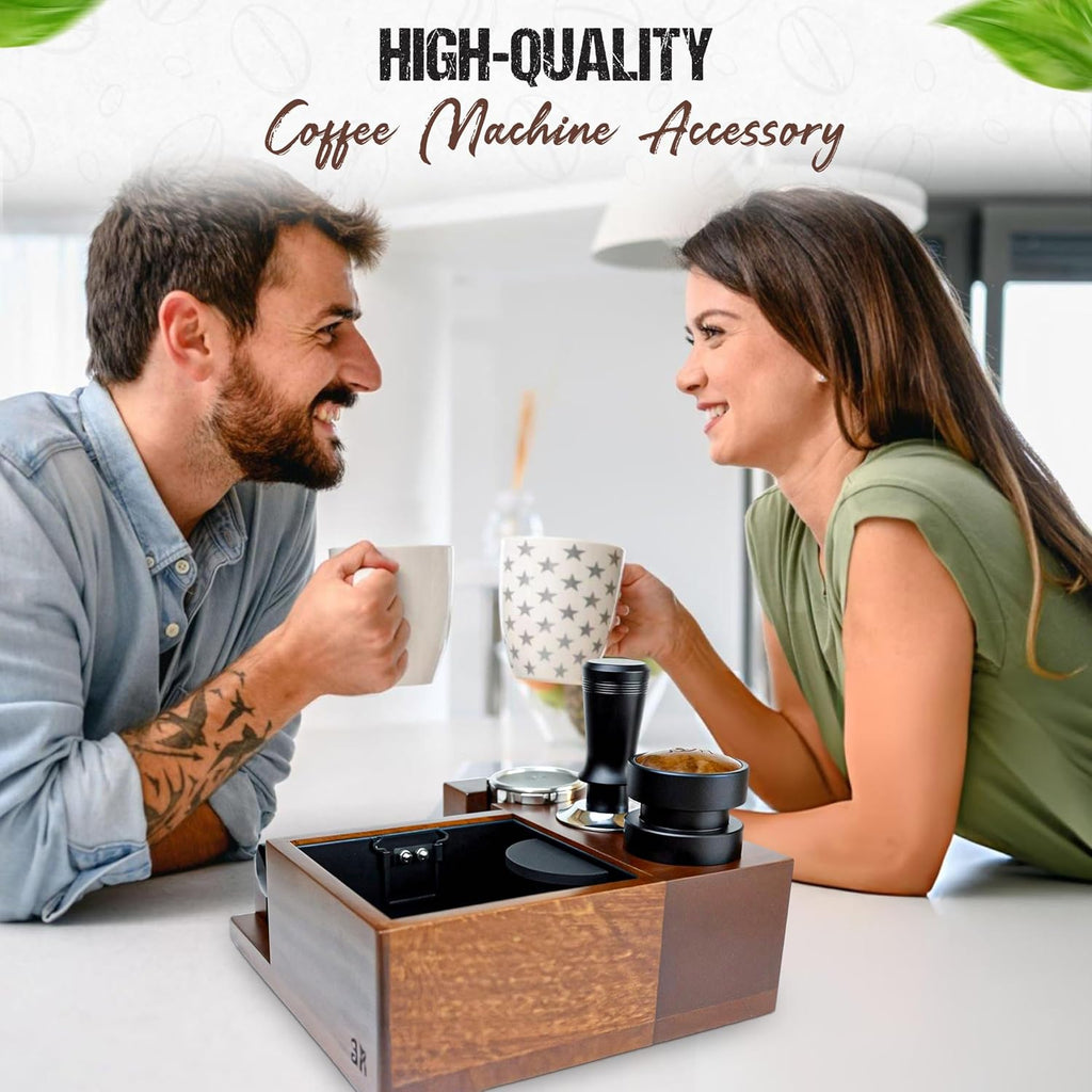 53mm Espresso Tamper, Tamping Tool, Aluminum Alloy, Stainless Steel with Premium Walnut Wood Cap Gravitational Force, Adjustable Height for 54mm Portafilters, Espresso Coffee Accessories