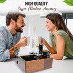 53mm Espresso Tamper, Tamping Tool, Aluminum Alloy, Stainless Steel with Premium Walnut Wood Cap Gravitational Force, Adjustable Height for 54mm Portafilters, Espresso Coffee Accessories