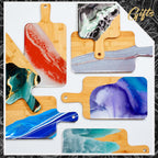 Nuenen 10 Pcs Wood Cutting Board with Handle 15.7 x 7.8 Inch Bamboo Wooden Serving Kitchen Chopping Boards for Pizza, Bread, Cheese, Charcuterie, Fruit, Vegetables(Bamboo)