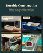 Caraway Glass Food Storage - 4.4 Cup Glass Container - Ceramic Coated Food Container - Non Toxic, Non Stick Lunch Box Container with Lids. Dishwasher, Oven, & Microwave Safe - Sage