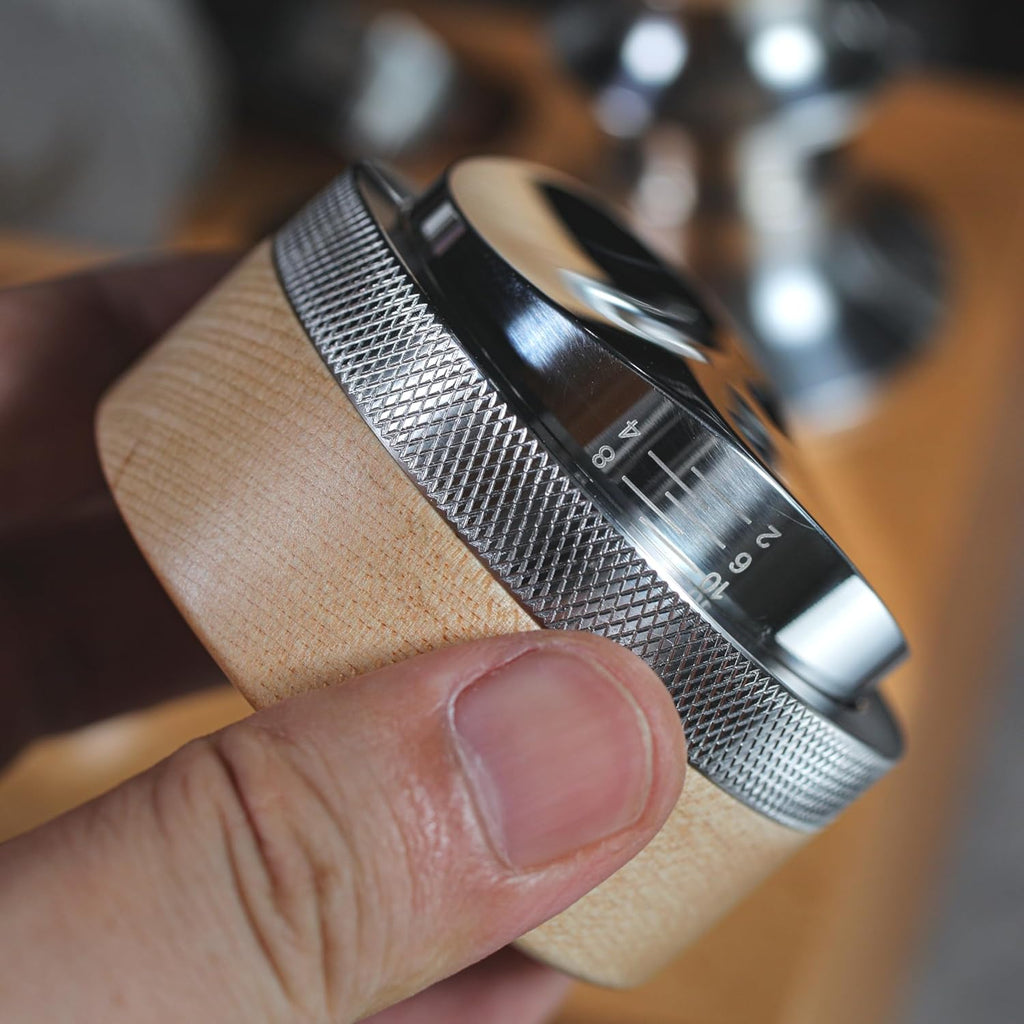 Espresso Distribution Tool 58mm Maple Coffee Distributor Adjustable Depth Stainless Steel Espresso Leveler Premium Espresso Machine Accessories For Coffee Bar