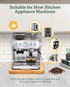 Bamboo Appliance Slider, Sliding Tray for Coffee Maker, Kitchen Countertop Appliance Rolling Tray, Coffee Pot Slider Tray with Rubber Wheels, Biggest (20"D x 16"W)