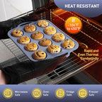 2 Packs 12 Cups Silicone Muffin Pan with Metal Reinforced Frame Regular Size Cupcake Pan Tray Egg Bites Silicone Circle Cookie Molds Muffin Tin Bread Loaf Pans for Homemade Reusable Tart Pans