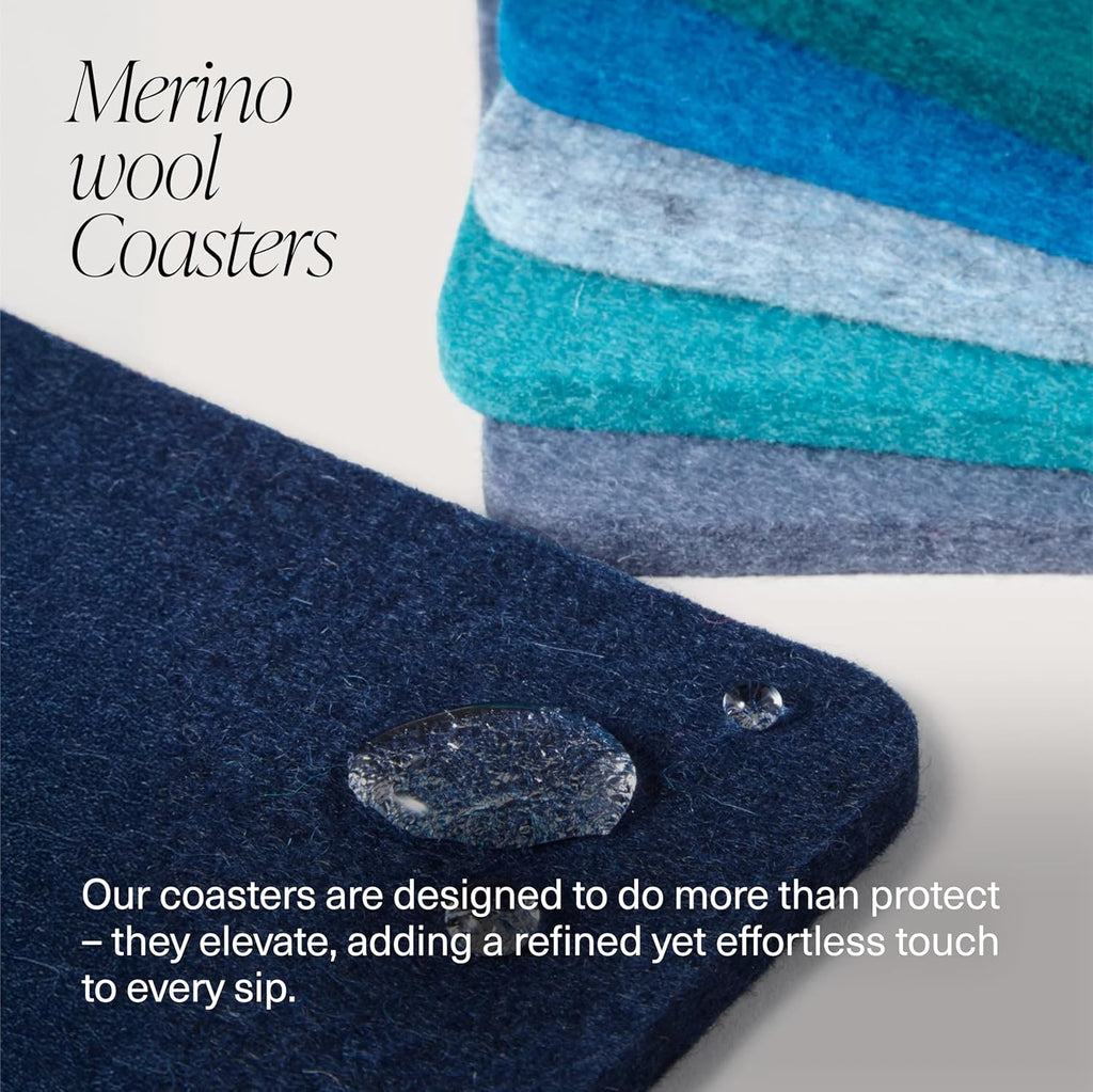 Graf Lantz - Bierfilzl Merino Wool Square Coasters Set of 4 - Forest (4"x4"x5mm) - Absorbs 30% of Weight - Natural German Wool - Heat Resistant, Sustainable, Reusable - Home Decor, Coffee Table Decor