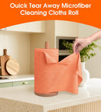 Roll of Microfiber Cleaning Cloth –100 Pack, Tear Away Microfiber Towels, Reusable, Washable, Scratch-Free, Cleaning Supplies,Kitchen Towels for Car, Home, Kitchen, Dishes(Honey Orange)