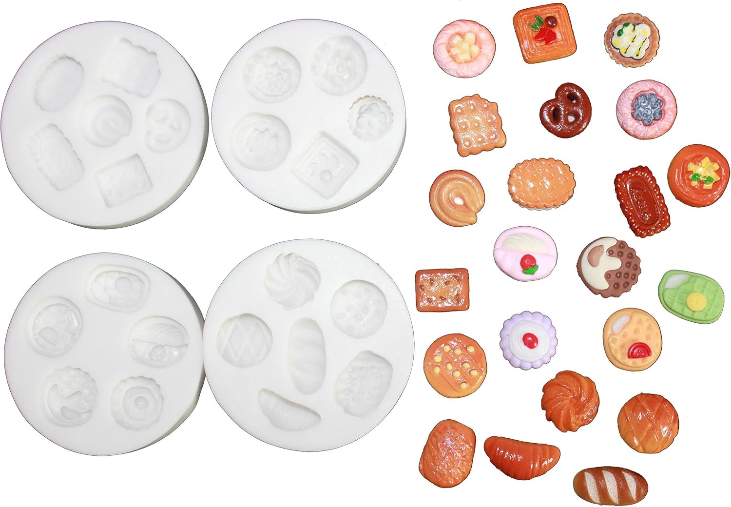 Lovely Small Items Silicone Fondant Molds Set For Cake Topper, Gumpaste, Candy & Chocolate, Polymer Clay and More (Round Food Items)