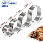 Cookie Cutter Set, 4 Pc. Kit, Measuring 2'', 3'', 4'' and 5'', Round Metal Baking Rings for Pastry, Biscuits, and Dough Cutting, Heavy Duty and Reusable, Multiple Sizes