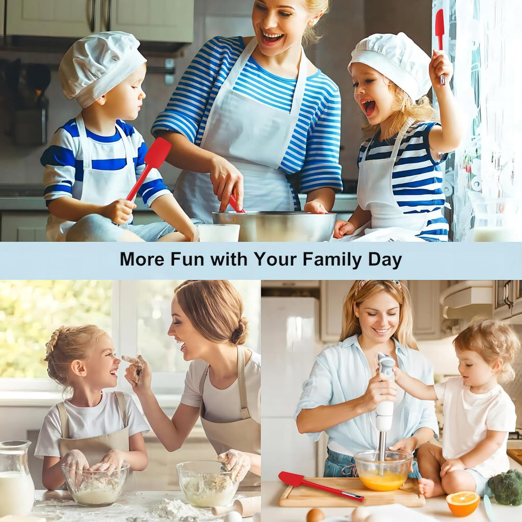 Premium Silicone Spatula Set, JXWING Flexible Heat Resistant Non-slip Handle Baking Cooking Rubber Spatulas, Red