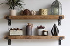 Urban Legacy Accent Shelves | Reclaimed Barn Plank | Set of 2 with Full Brackets (Natural, 36"x 7"x 2")