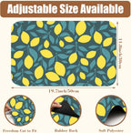 Yellow Lemon and Leaves Coffee Mat Absorbent Dish Drying Mat for Kitchen Counter Hide Stain Rubber Backed Coffee Bar Accessories Fit Under Espresso Machine Cafe Table 11.8 x 19.7 Inch