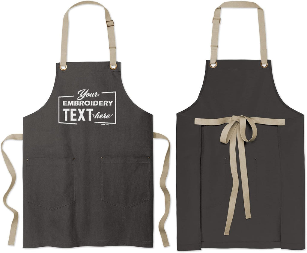 TEEAMORE Custom Embroidered Kitchen Apron Add Your Name Logo Design Cooking Baking Kitchen Chef Apron Gifts