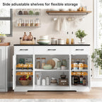 HOSTACK Buffet Sideboard Cabinet with Drawers, 55" Large Buffet Storage Cabinet with Shelves and Doors, Modern Farmhouse Coffee Bar Station Wood Kitchen Table for Kitchen, Dining Room, White/Black