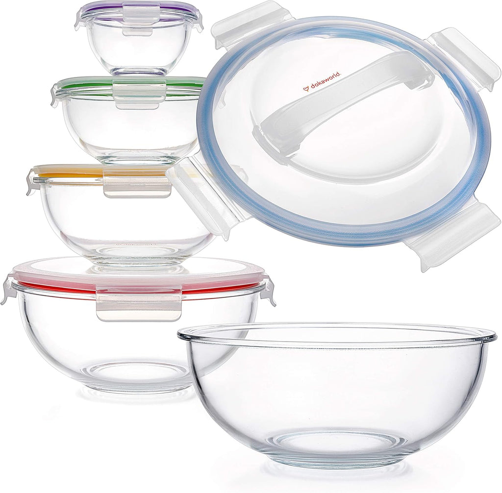 Glass Mixing Bowls Lids - (Bowls Not Included) Lids are compatible with all Glass Mixing Bowls Set