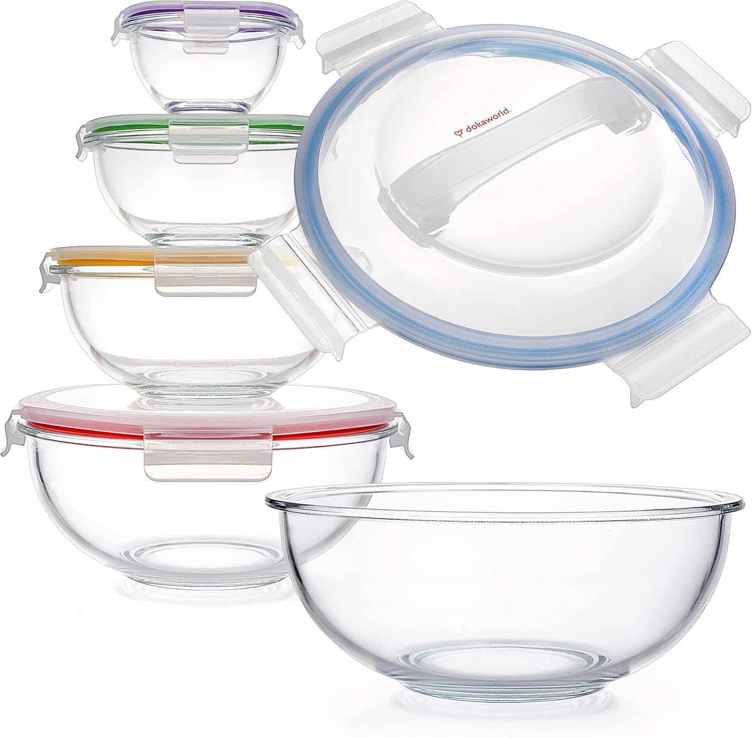 Glass Mixing Bowls Lids - (Bowls Not Included) Lids are compatible with all Glass Mixing Bowls Set