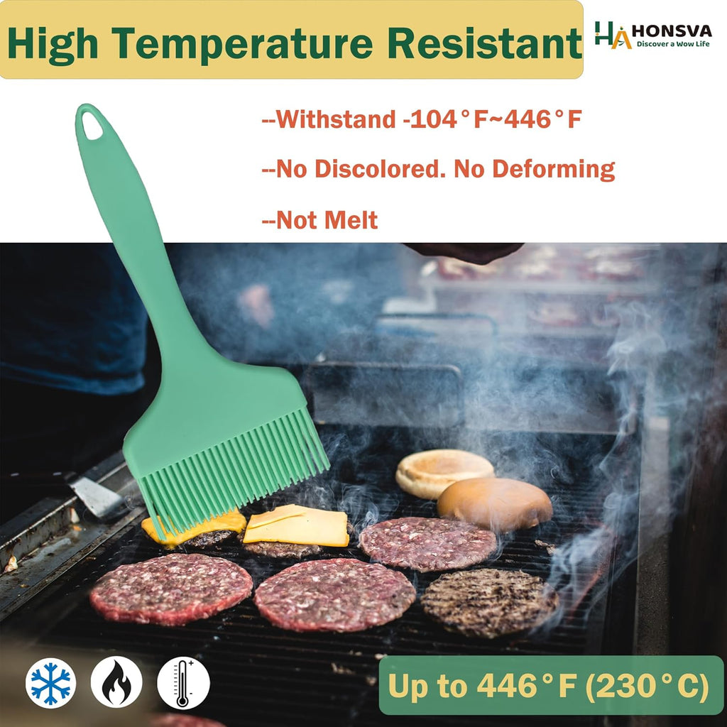 One Swipe Silicone Pastry Brush, One-Piece Design Quick Baster Brush, W/3.5" L/8.5", Heat Resistant, for Baking, Grilling, Slathering Oil, Butter, BBQ Sauce, Marinade, Dishwasher Safe, 1Pcs Mint Green