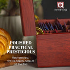 Tea Box - Luxury Wooden Tea Bag Organizer from The Apace Premier Collection - 6 Compartment Tea Storage Chest Container - Elegantly Handmade w/Scratch Resistant Window