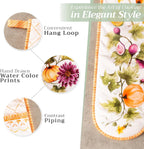 Maison d' Hermine Double Oven Mitts 100% Cotton 7"x35" Double Oven Mitt Heat Resistant BBQ Cooking Gloves with Loop, Baking, Grilling, Home, Kitchen, Handling Hot Pans (Pumpkin Garden - Cloudy Cream)