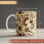 Maison d' Hermine Coffee Mug with Handles Fine Bone China Mugs Pack of One Tea Cups for Hot Beverages Cappuccino Latte Home Restaurant Office Perfect for Gift (Lakshmi - Arum, 12 Ounce)