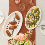 DOWAN Large Serving Platter, 16"/14"/12" Oval Platters Oven Safe, White Serving Plates for Wedding Decor, Ceramic Serving Dish for Entertaining Food, Set of 3