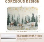 Winter Deer Snowflakes Dish Drying Mat Christmas Snow Forest Large Kitchen Mats Dish Drying Pad Absorbent Dish Dryer Mat for Kitchen Countertops Microfiber Drainer Pad Dish Drying Mats (18x24 in)