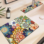 19.5" x 12" Dish Drying Mat & 24" x 5.5" Sink Splash Guard, Super Absorbent Drainer Rack Mat for Kitchen Counter Coffee Bar