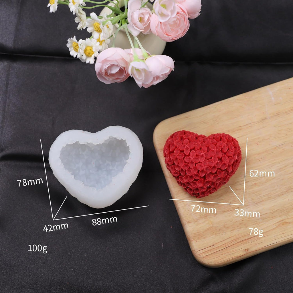 3 Pack Rose Heart & Peony 3D Flower Molds - Silicone Resin Casting Molds for Home Decor & Crafting