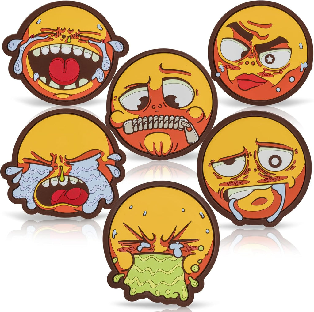 Set of 6 Funny Coasters for Adults, Cute and Fun Birthday Drink Cup Coasters for Table and Office Desk, Cool Party Bar Coaster with Lip for Men and Women, Unique Work Game Gift