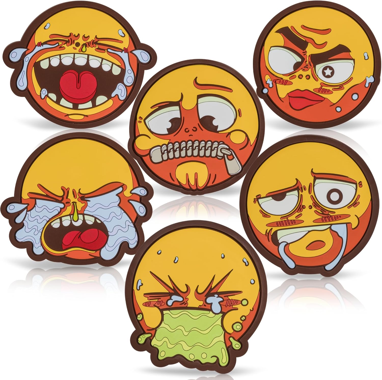 Set of 6 Funny Coasters for Adults, Cute and Fun Birthday Drink Cup Coasters for Table and Office Desk, Cool Party Bar Coaster with Lip for Men and Women, Unique Work Game Gift