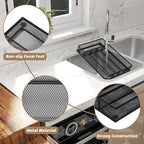 Silverware Organizer Metal Mesh, Small Drawer Organizer, Utensil Cutlery Tray for kitchen drawers, Flatware Organizer with 5 Compartment, Black(9.3"*12.6")