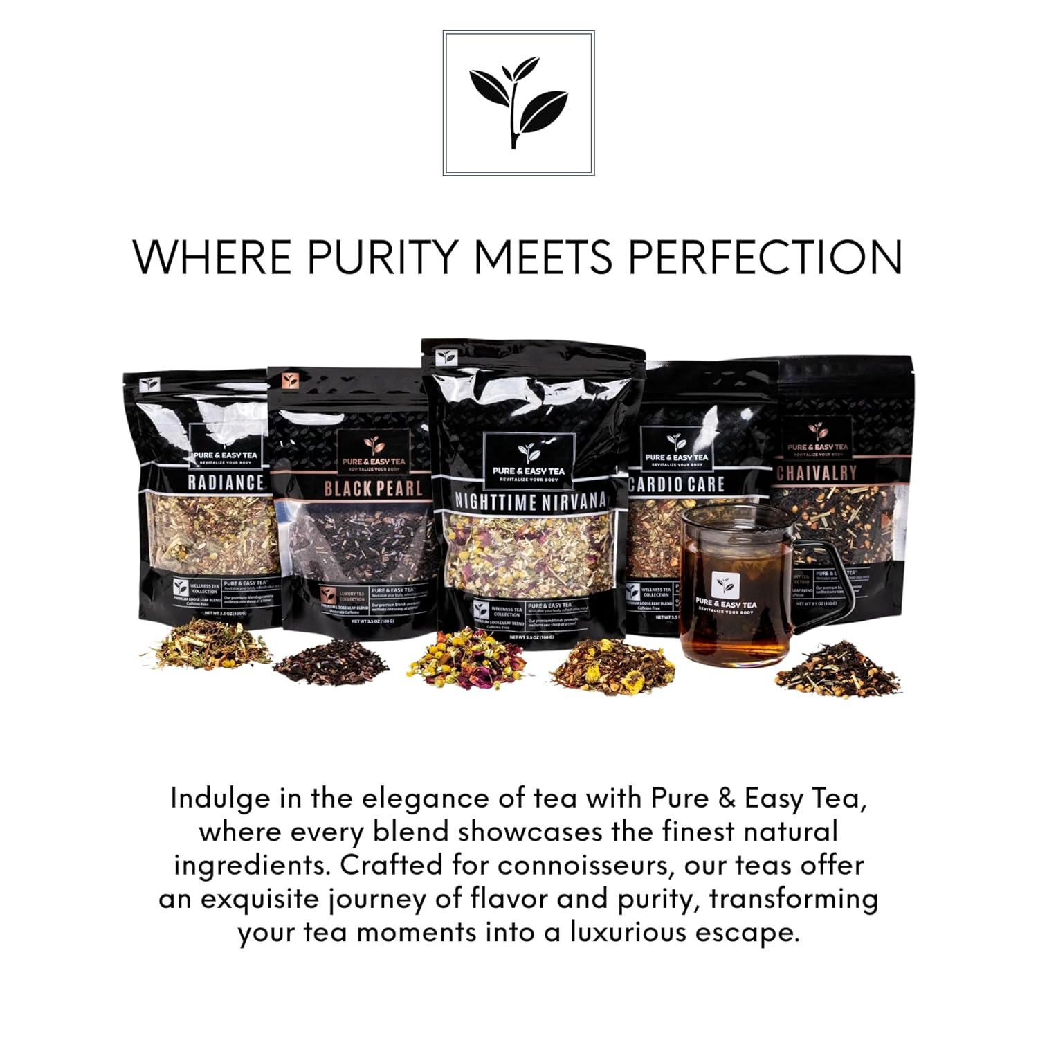 Pure And Easy Tea, Premium Loose Leaf Black Tea with Guava and Strawberry, 100% Natural & Unsweetened, Enjoy Hot or Iced, Makes 30+ Cups, 100g (3.5oz)