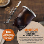 Authentic Artisan Yerba Mate Gift Set – Handmade 5.5" Natural Calabash Gourd with Leather Cover + Stainless Steel Bombilla – Traditional Argentine Kit (Gift Ready)
